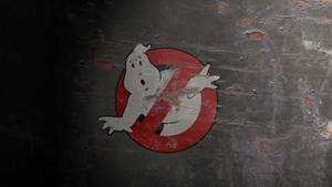 生鏽金屬牆上的Ghostbusters標誌，油漆剝落。 — 魔鬼剋星 壁紙