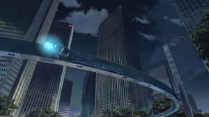 星空下，發光的交通燈和高聳的摩天大樓的夜景。 — 春野櫻 壁紙
