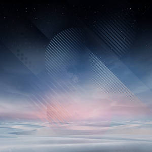 在星空下，帶有發光粉紅色和藍色光線的雪原。 — 筆記 8 壁紙