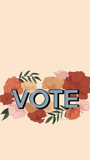 鼓勵投票的圖形，vote 一詞周圍有色彩繽紛的花朵。 — 選舉 壁紙