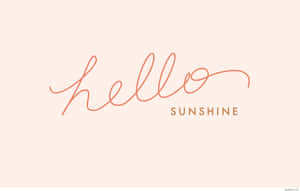 蜜桃色背景上以珊瑚色書寫的 hello sunshine 文字 — 勵志桌面 壁紙