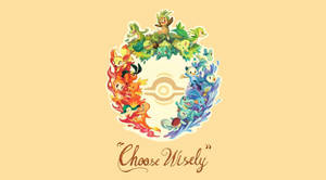 黃色背景上帶有「Choose Wisely」文字的圓形寶可夢屬性。 — 千鳥 壁紙