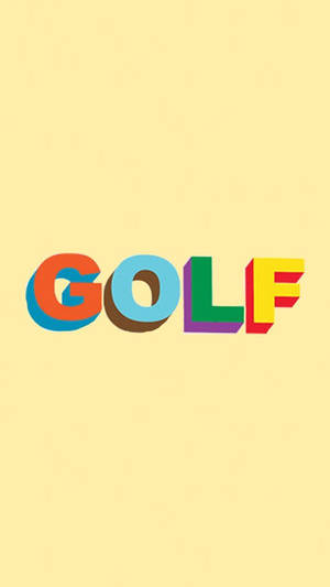 在淡黃色背景上拼出GOLF的彩色3D字母。 — 插畫 iPhone 壁紙