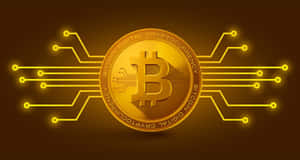 金色比特幣在深色背景上帶有發光電路線。 — 比特幣 GIF 壁紙