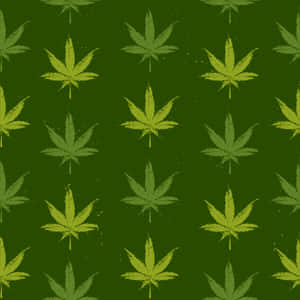 深綠色壁紙，帶有重複的破損大麻葉圖案。 — iPad Pro 13 壁紙