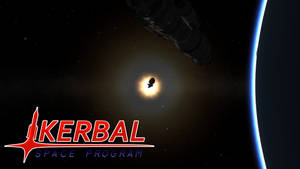 Kerbal太空計劃太空船在太空中靠近恆星和行星飛行。 — 高畫質月亮 壁紙