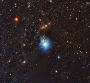 在浩瀚太空中，被無數星星包圍的發光藍色星雲。 — 星露谷物語 GIF 壁紙