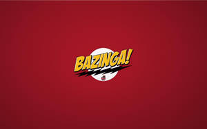 紅色背景上帶有閃電的漫畫風格「BAZINGA!」標誌。 — 大爆炸理論 壁紙