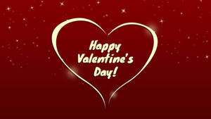 在紅色星空背景上，帶有 Happy Valentine's Day 文字的發光心形。 — 情人節快樂 壁紙