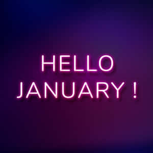粉紅色燈光寫著 hello january 的霓虹燈牌。 — 冬季美學 壁紙