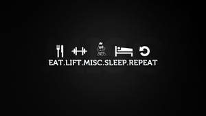 帶有文字 eat lift misc sleep repeat 的健身例行圖示，深色背景 — 健身 壁紙