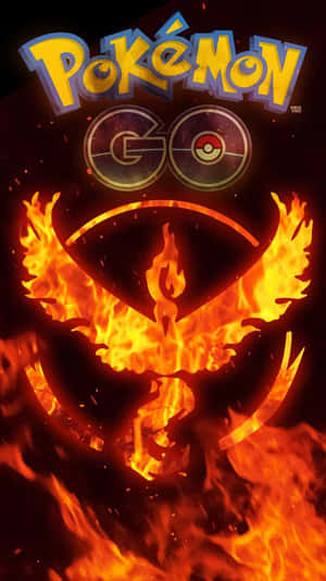 在 Pokemon GO 標誌下方由火焰構成的噴火龍。 — 可愛寶可夢 壁紙