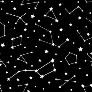 黑色背景上帶有白色星星和星座線條的重複圖案。 — 夜空 壁紙