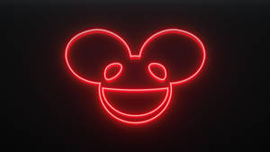 黑色背景上Deadmau5老鼠頭標誌的紅色霓虹燈輪廓。 — 霓虹燈 壁紙