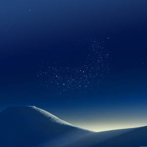 積雪山脊在星空下，帶有心形星座。 — 三星 壁紙