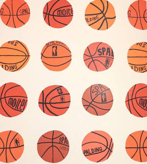 帶有重複橙色籃球（帶有 Spalding 和 NBA 標誌）的壁紙。 — 酷籃球 壁紙