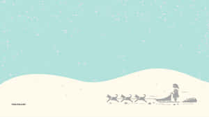 在飄雪中引導狗拉雪橇的人。 — 冬季風景 壁紙