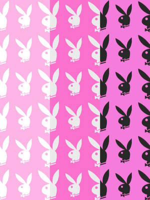 粉紅色背景上重複出現白色和黑色的Playboy兔子標誌。 — 花花公子 GIF 壁紙