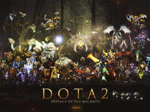 Dota 2英雄與怪物在黑暗森林中集結準備戰鬥。 — 電玩遊戲 GIF 壁紙
