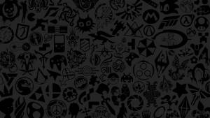 Wallpaper 以黑色和灰色的經典電子遊戲標誌和符號收藏為特色。