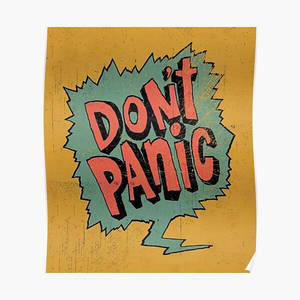 復古海報，粗體紅色文字 'DON'T PANIC' 在鋸齒狀對話框中。 — 恐慌 壁紙