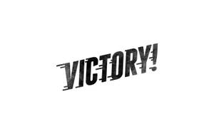 白色背景上帶有動感線條的Victory文字圖形 — 勝利 壁紙