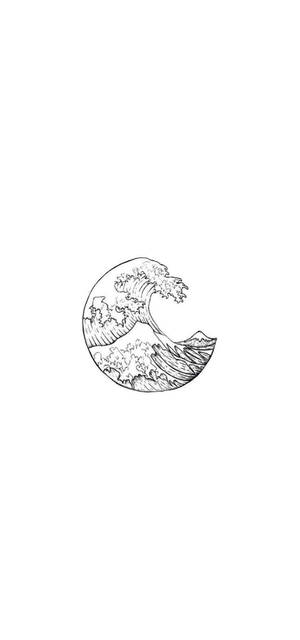 以黑白線條藝術風格繪製的新月形波浪。 — 波浪 壁紙