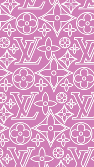 粉紅色背景配白色 Louis Vuitton 字母圖案。 — 粉嫩粉彩美學 壁紙