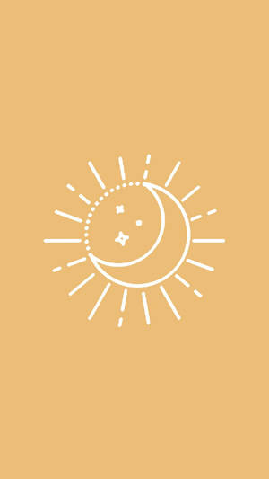 太陽和月亮與星星交織在蜜桃色背景上