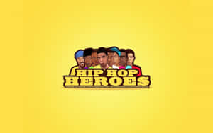 標誌包含七位嘻哈藝術家的卡通肖像和『Hip Hop Heroes』文字。 — 美式卡通 壁紙