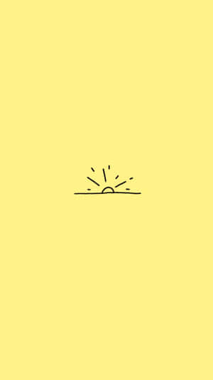 在黃色背景上，以簡單線條繪製的太陽從地平線升起。 — 黃色美學 GIF 壁紙