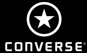 黑色背景上帶有圓圈內星星的 Converse 品牌標誌 — Off white 標誌 壁紙