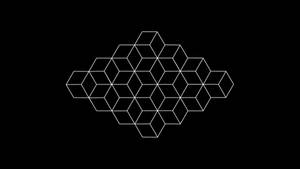 黑色背景上類似雲的白色六邊形圖案 — 3D 壁紙