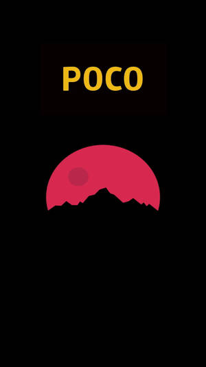 POCO標誌，黑色背景上山脈剪影後方有粉紅色太陽 — 月光 壁紙