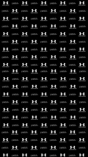 黑色背景上重複出現白色 Under Armour 標誌和 I WILL 文字的壁紙。 — 乾淨 壁紙