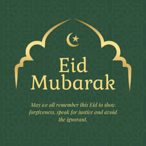Eid Mubarak 賀卡，綠色圖案背景上有新月和星星。 — 慶祝 壁紙