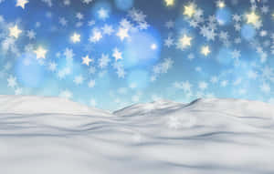 藍色夜空中星星和雪花飄落的雪景。 — 星星 壁紙