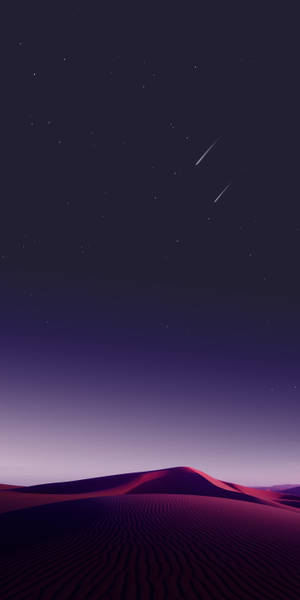 紫色沙丘在繁星夜空下，兩顆流星劃過天際。 — 沙漠太陽 壁紙