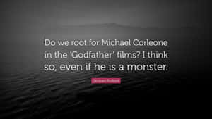 關於 Michael Corleone 的引言，背景是黑暗的海洋、山脈和帆船。 — 教父 壁紙
