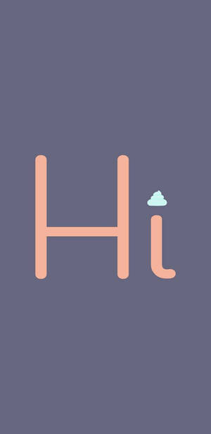 在靛藍色背景上，帶有便便表情符號的簡約桃色文字「Hi」。 — 紫色 壁紙