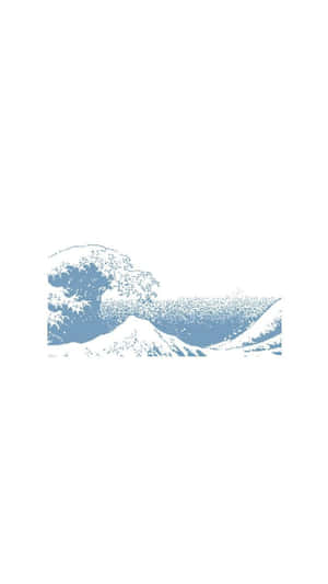 藍色波浪以日本木版畫風格拍打積雪的山峰。 — 冬季風景 壁紙