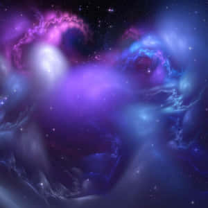 深空中帶有發光星星的紫色和藍色宇宙星雲。 — 紅色美學 iPhone 壁紙