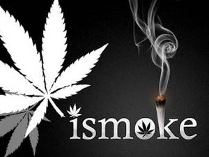 大麻葉和冒煙的大麻煙卷，背景為黑色。 — 大麻 壁紙