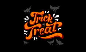 黑色背景上帶有蝙蝠的萬聖節 trick or treat 文字 — 乾淨 壁紙