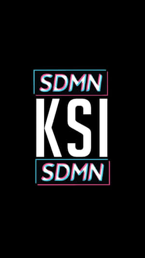 霓虹故障文字標誌，白色 KSI 和故障顏色 SDMN 在黑色背景上。 — 標誌 壁紙
