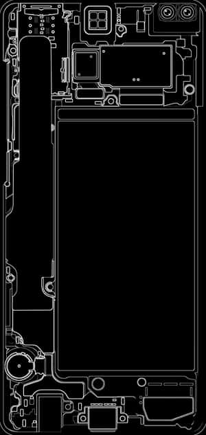 智慧型手機內部的技術線條圖 — iPhone XR 壁紙