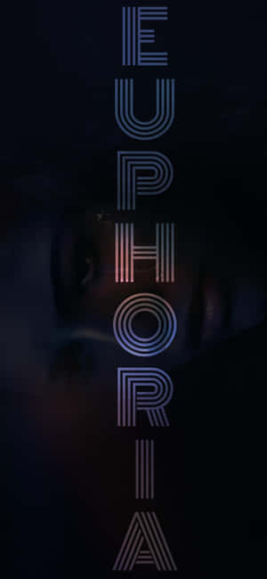 發光文字 euphoria 在帶有霓虹點綴的暗色模糊面孔上。 — 19.5:9 壁紙