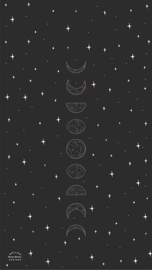垂直月相週期，帶星星的深色背景 — 高畫質月亮 壁紙