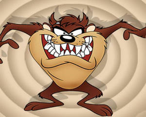憤怒的卡通塔斯馬尼亞惡魔，尖銳牙齒和狂野毛髮。 — Tasmanian Devil 壁紙