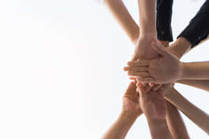 不同人的手交織成一個圓圈，展現團結與團隊合作。 — MacBook Air 15 壁紙